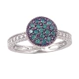 14K .55 CTW Blue & White Diamond Disk Ring