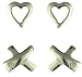 Silver Ladies Heart and CZ Set Kiss Stud Earring Set