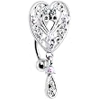 Clear Gem Top Mount Roaring 20s Heart Belly Ring