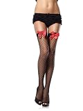Industrial Net Thigh Highs With Satin Bow