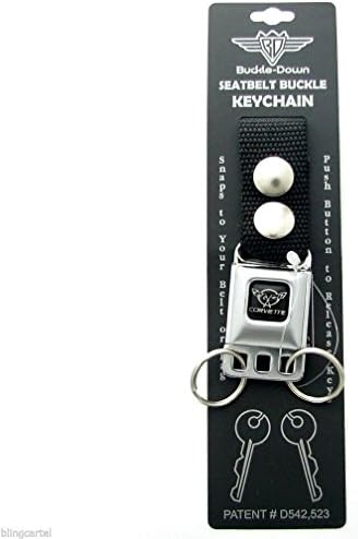 Uer Fashion Chevy Corvette Logo Licensed Seatbelt Purse Bag Belt Buckle Key Chain Keychain
