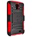 LG L31G / LG Access LTE Case Combo by ICE-CLEAR(TM)-HERCULES Dual- Layer Hard/Gel Hybrid Kickstand Armor Case w/ Holster (Black/Red)+Touch Screen Stylus