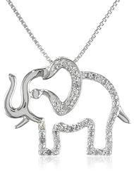 Sterling Silver Diamond Elephant Pendant Necklace (1/10 cttw, I-J Color, I2-I3 Clarity), 18"