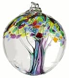 Kitras Art Glass - FAMILY TREE OF ENCHANTMENT WITCH BALL - Old English - Hand Blown Glass Hanging Ornament-OR-TREE-06-FA