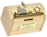 Wooden Treasure Chest Money Box. 17 Designs! Elephant & Bucket. Secret Lock. Sale! FREE P&P!