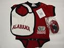 Alabama Crimson Tide NCAA Infants / Babys / Kids Red and Black Creeper, White Bib, and Bootie Set