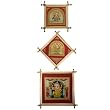 Set of 3 Framed Ganesh Paintings with Red Border