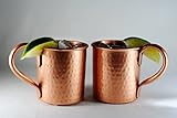Set of 2 hammered Copper Mugs for Moscow Mules - 14 oz size