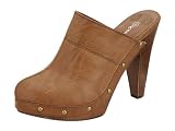 Reneeze AUTUMN-1 Women High Heel Platform Clog Sandal - Brown