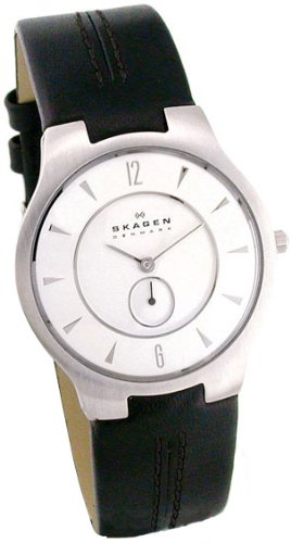 Skagen Men's Black Leather Watch #433LSLC