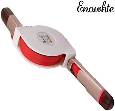 Enowhte 1pcs Retractable Metal Dual USB to Micro USB and Lightning Adapter Charger Data Cable Lightning to USB Sync Charging Cable for Android Samsung S5/S6 iPhone 5/5s 6/6 plus and Ipad (Metal Red)