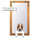 American Staffordshire Terrier I Live Here Too Oak Finish Sign BRINDLE and WHITE
