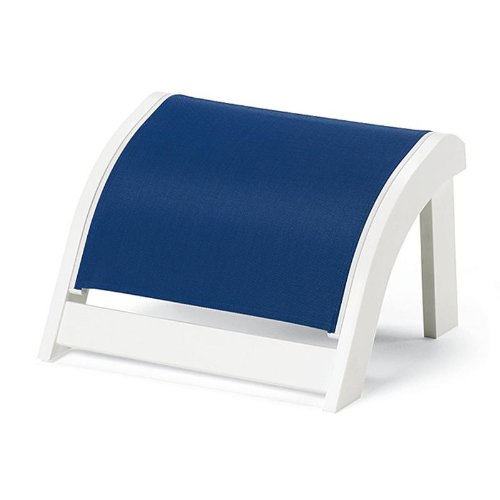 Telescope Casual Marine Grade Polymer Adirondack Sling Ottoman, Fabric Color: Cobalt, Finish Color: Textured Snow