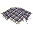 Square Plaid Fringe Checkered Light Scarf Blue Silver