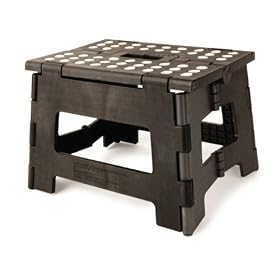 Kikkerland Rhino Easy Fold Step Stool, Short, Black