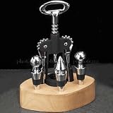 Executive Style 4 Piece Wine Barware Set-Wine Bottle Opener and Three Stoppers
