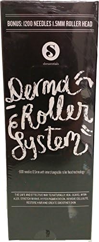 SHESSENTIALS Derma Roller System - 600 Needles 0.5mm with BONUS 1200 Needles 1.5mm Roller Head for Treatment of Stretch Marks, Wrinkles, Acne Scars, Hair Loss, Cellulite - With Interchangeable Microneedle Head Technology - Medical Grade Surgical Steel Needles Best Used on the Face, Eyes or Body - The ONLY Dermaroller Kit with a 100% Satisfaction Money Back Guarantee!