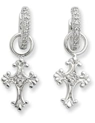 Sentimental Expressions(tm) Sterling Silver CZ Cross Charm Earrings