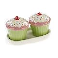 Strawberry Cupcakes Ceramic Novelty Cruet Set on Tray NEW Boxed Gift (TC013)