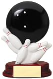 6 Inch Resin Bowling 10 Pin Trophy: Bowling Pins and Bowling Ball Trophies, Hand Painted (Includes Free Engraving)