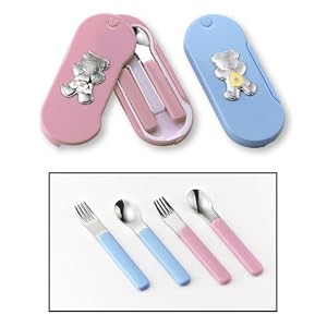 Click here to buy Gorgeous, UTENSIL-SET with STERLING SILVER PINK for a GIRL. Made in ITALY..