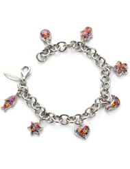 Silver Blessing Bracelet - Millefiori Jewelry - Flower Charms Made of Polymer Clay - Handmade Gift Ideas for Her