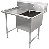John Boos B Series Stainless Steel Sink, 14" Deep Bowl, 1 Compartment, 18" Left Hand Side Drainboard, 38" Length x 25-1/2" Width