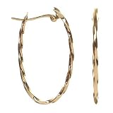 18kt Gold over Sterling Silver Hidden Clickit 36mm Long Twisted Hoop Earrings