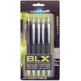 uni-ball Jetstream RT BLX Retractable Ball Point Pens, Bold Point, Assorted Colored/Black Ink, Set of 5