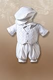Boy's Christening Romper with Cross-Hatched Vest