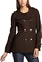 Miss Sixty Women's Wool Coat With Wing Collar And Hood,Chocolate,Small