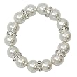 White Faux Pearl Rhinestone Stretch Bracelet