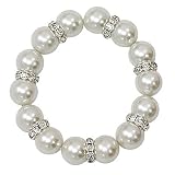 White Faux Pearl Rhinestone Stretch Bracelet