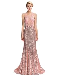 Lace Beaded Open-Back Sequined Applique Floor Length Sleeveless Round Neck Evening Dress/Prom Dress/Party Dress/Maxi Dress 