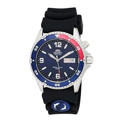 Orient Men's CEM65003D Blue and Red Bezel Automatic Rubber Strap Dive Watch