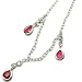 Diamond and Pear Shape Ruby Drop Pendant Necklace, Bezel Set on 16 Long Chain 18k White Gold (T.w 1.10)