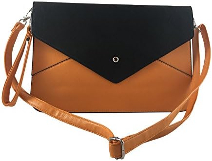 Amma Jo Signature Envelope Clutch Handbag Designer Purse Orange/Black
