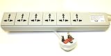 VCT USP600UK 110V- 220/240 Volt Power Strip 6 Universal Outlets with Surge Protector, Window Shutters 3500 Watts -15 Amp Circuit Breaker CE RoHS Certified with UK Style Plug