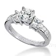 14K White Gold Round & Princess Cut Diamond Promise Engagement Ring (1.40ct.tw, HI Color, SI2-3 Clarity)