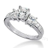 14K White Gold Round & Princess Cut Diamond Promise Engagement Ring (1.40ct.tw, HI Color, SI2-3 Clarity)