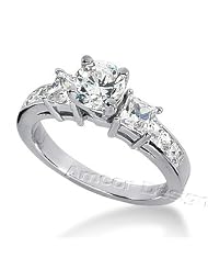 14k White Gold Round & Princess Cut Diamond Promise Engagement Ring (1.40ct.... by 