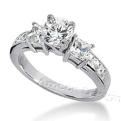 14K White Gold Round and Princess Cut Diamond Promise Engagement Ring (1.25ct.tw, HI Color, SI2-3 Clarity)