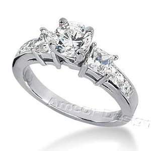 14K White Gold Round & Princess Cut Diamond Promise Engagement Ring (1.40ct.tw, HI Color, SI2-3 Clarity)