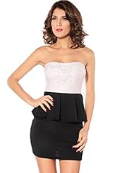 Polyester Peplum Lace Stretchy Bodycon Dress/Prom Dress/Party Dress/Mini Dress 