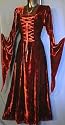 SAMTKLEID KLEID GOTHIC MITTELALTER SAMT GEWAND Gr. L 6070 weinrot