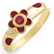 Ring With Genuine Ruby Beautifully Designed in Two tone Enamel and Yellow Gold - Certificate Available.