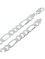 8MM Thick - Figaro Link Chain Necklace/Bracelet - Genuine .925 Solid Sterling Silver