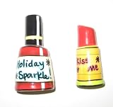 Fine Porcelain Christmas Figurine Collectible - Nail Polish & Lipstick Salt and Pepper Shaker Set