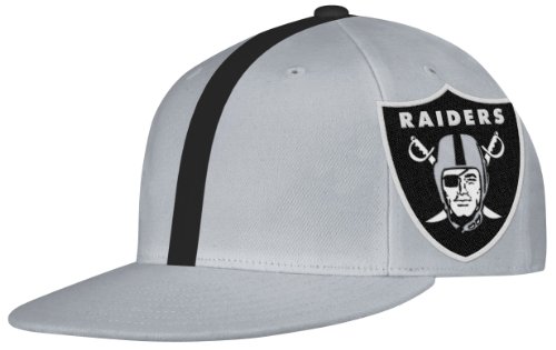 NFL Men's Oakland Raiders End Zone Flat Visor Flex Hat - Tw79Z (Grey, Large/X-Large)