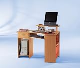 BEECH Colour Wood Corner Computer/PC Work Table Desk Station with Drawer and Keyboard Shelf by DMF
